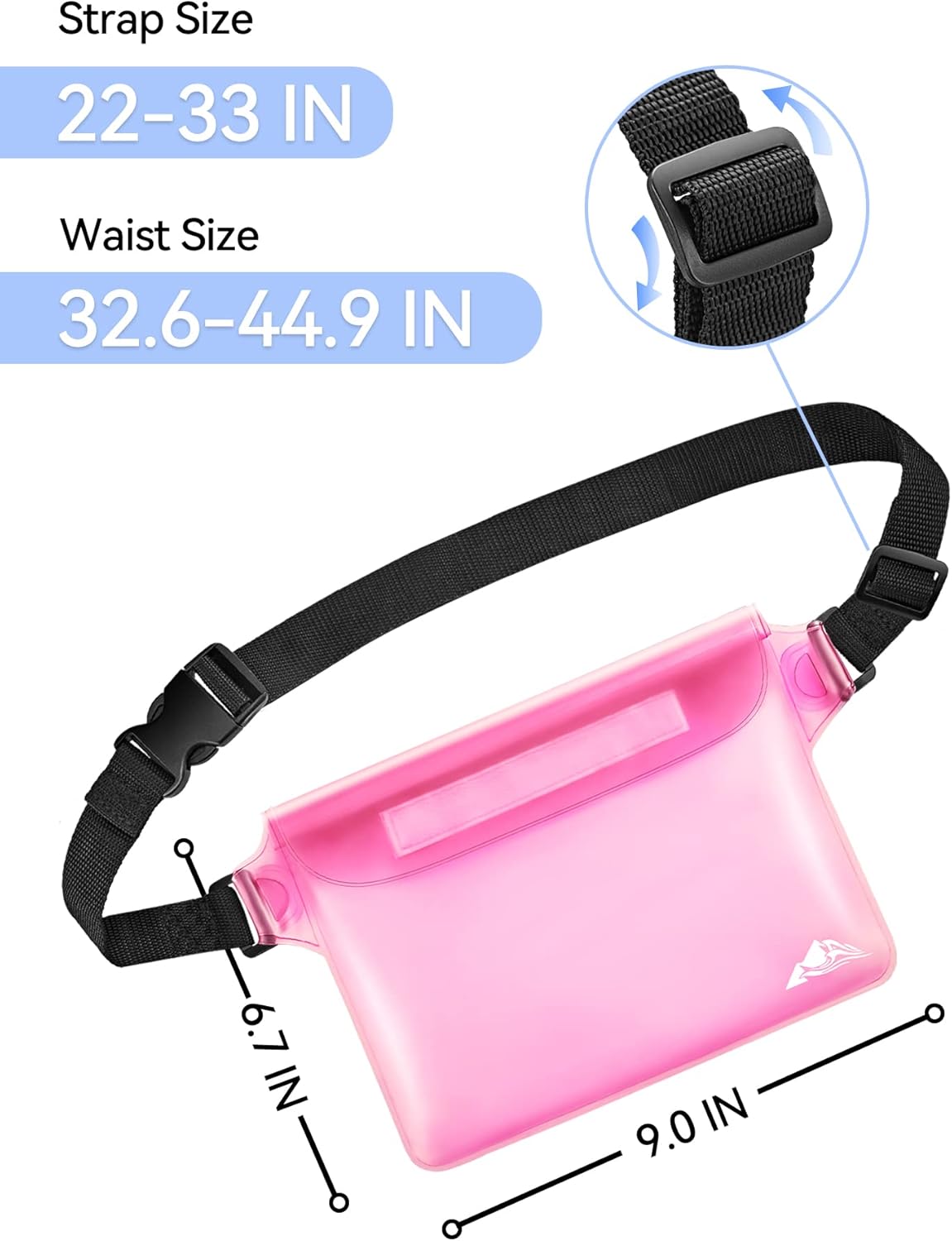 HEETA Waterproof Fanny Pack, Waterproof Pouch Dry Bag 2-Pack for Phone Passport Purse, Adjustable Waist Strap for Swimming Kayaking Boating Paddle Board Accessories Cruise Beach Camping Essentials