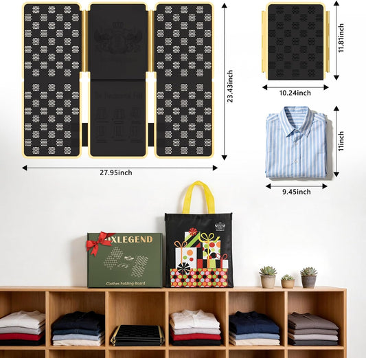 BoxLegend Shirt Folder V7 Metal for Wear Resistance Clothes Folding Board Storage Tshirt Folder Board Metal Edging and Joints Laundry Folding Board Black