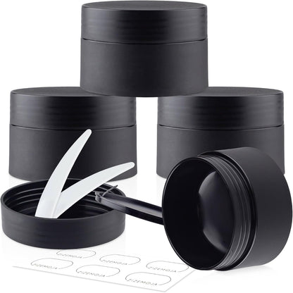 Travel Size Containers, Small Plastic Containers with Lids, 20 Gram Travel Container for Creams, Lotion, Toiletries, Makeup (4PCS Black Plastic Jars)