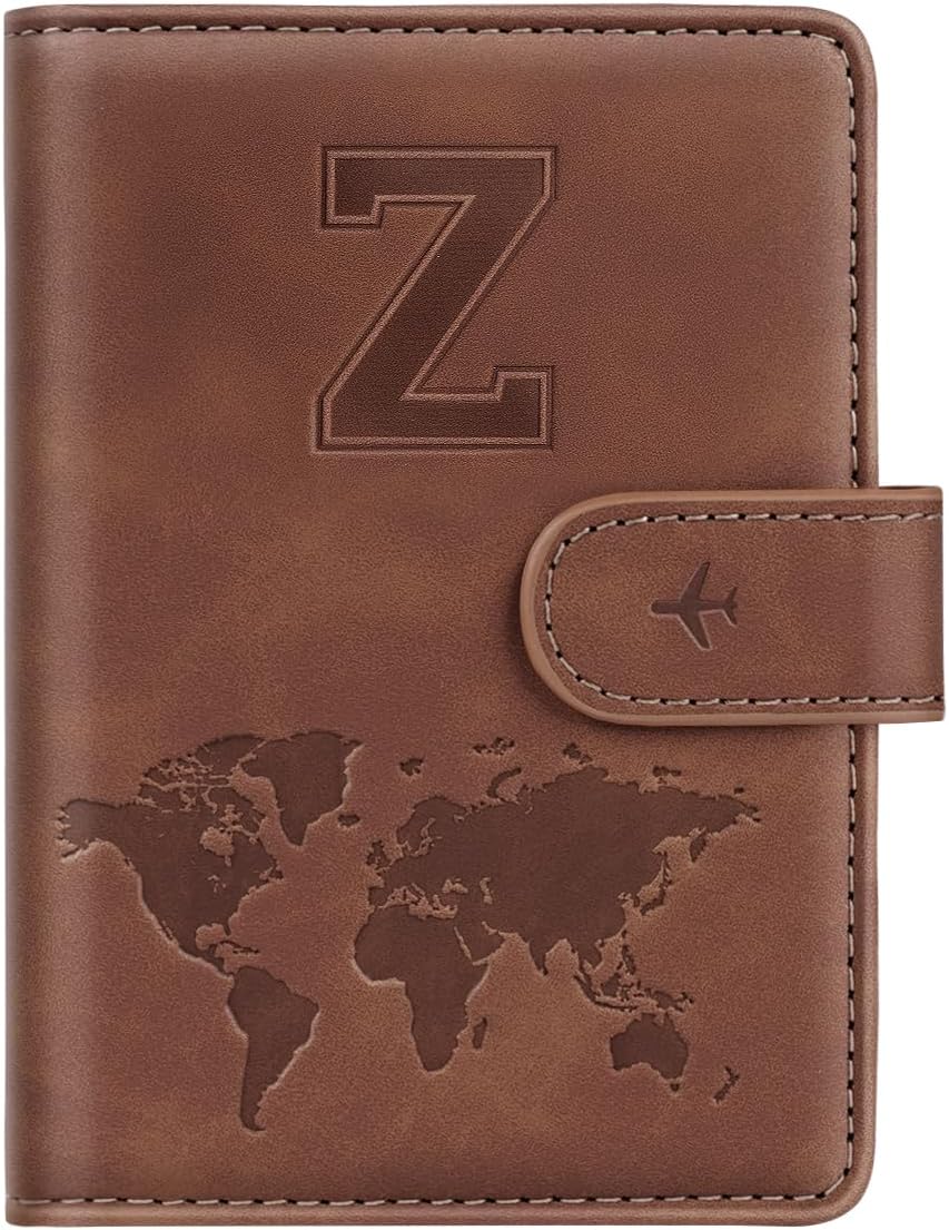 Passport Holder Cover Initail Letter A-Z Travel Wallet 3D Embossed Design RFID Blocking Card Holder Personalized Gift Passport Cover Wallet, Passport Book Holders for Women and Girls, Pink-A