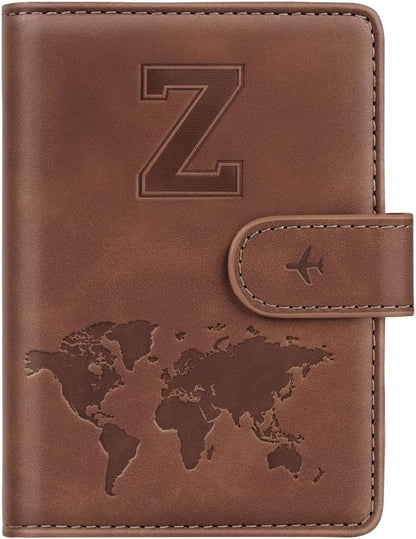 Passport Holder Cover Initail Letter A-Z Travel Wallet 3D Embossed Design RFID Blocking Card Holder Personalized Gift Passport Cover Wallet, Passport Book Holders for Women and Girls, Pink-A