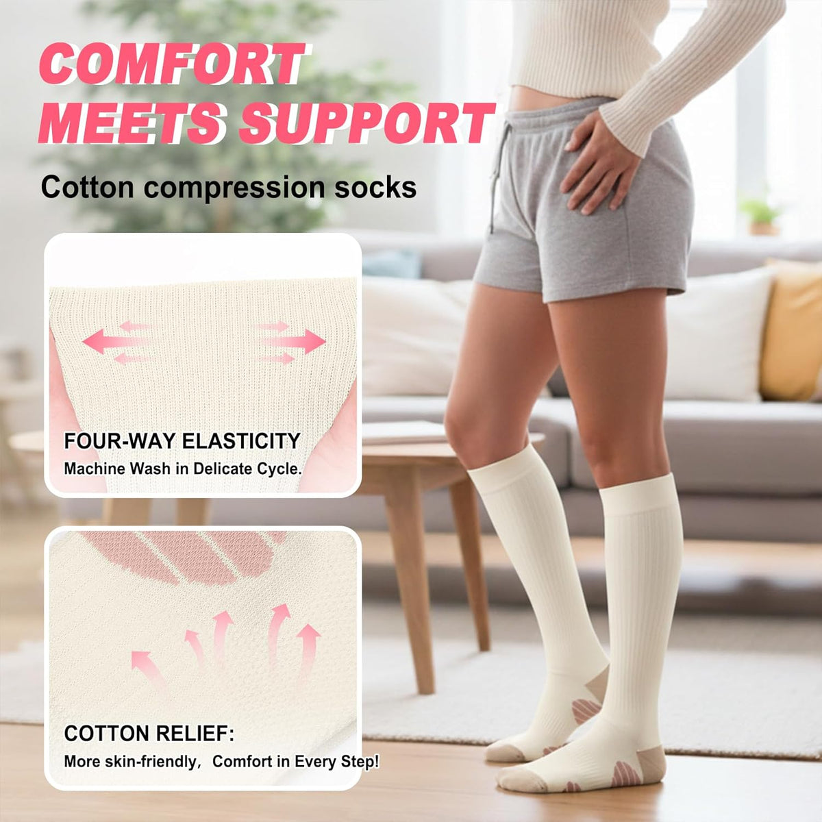 4 Pairs Compression Socks for Women Circulation-Best Support for Nurses,Running,Athletic,Travel