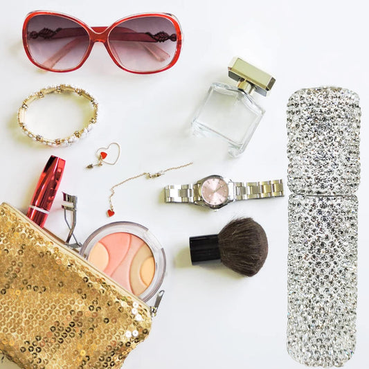 10ML Perfume Spray Bottle, Rhinestone Travel Refillable Perfume Atomizer Bottle Portable Mini Perfume Spray Dispensers. (Silver)