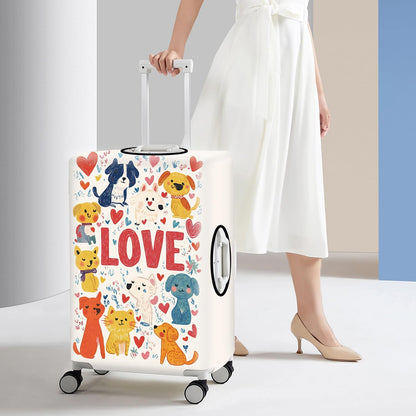 All Over Daisy Print Luggage Cover – Blue Suitcase Protector with White Floral Pattern, Washable Stretch Travel Case for 32-34 Inch Luggage,XL