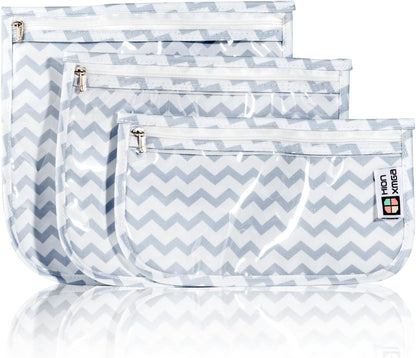 HIONXMGA TSA Approved Toiletry Bag, Set of 3 Clear Travel Toiletry Bag Quart Size Zipper Travel Pouch, Waterproof Makeup Cosmetic Bag for Women Men Kids Toiletries Carry on, Cacti A