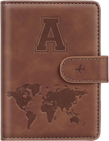 Passport Holder Cover Initail Letter A-Z Travel Wallet 3D Embossed Design RFID Blocking Card Holder Personalized Gift Passport Cover Wallet, Passport Book Holders for Women and Girls, Pink-A