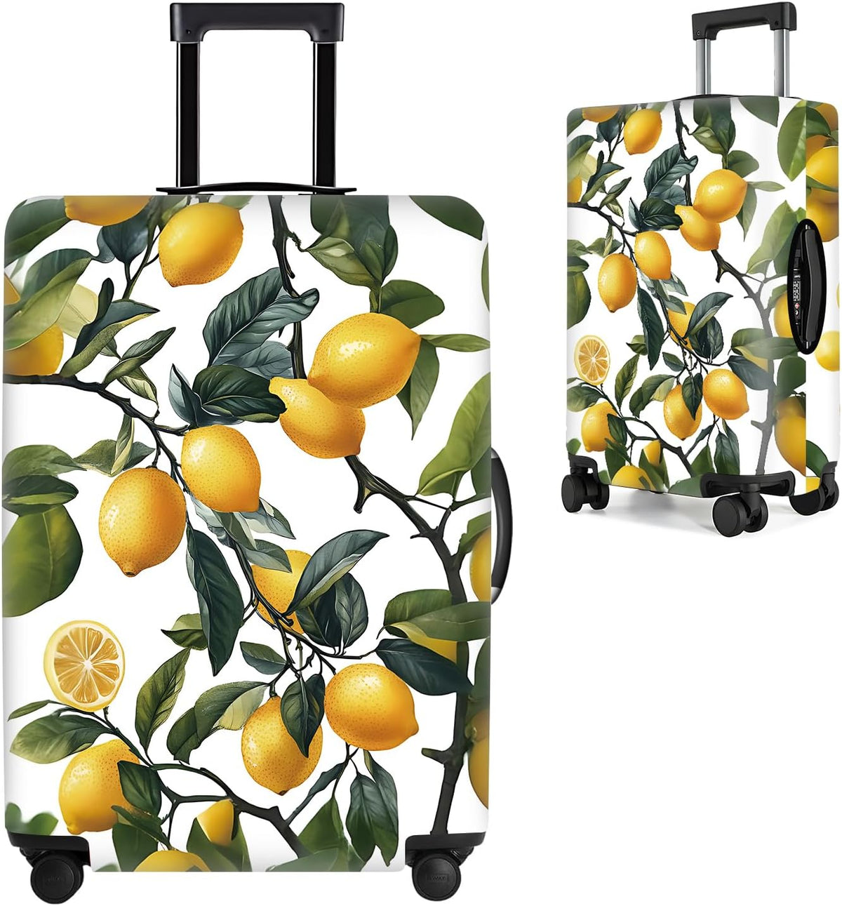All Over Daisy Print Luggage Cover – Blue Suitcase Protector with White Floral Pattern, Washable Stretch Travel Case for 32-34 Inch Luggage,XL