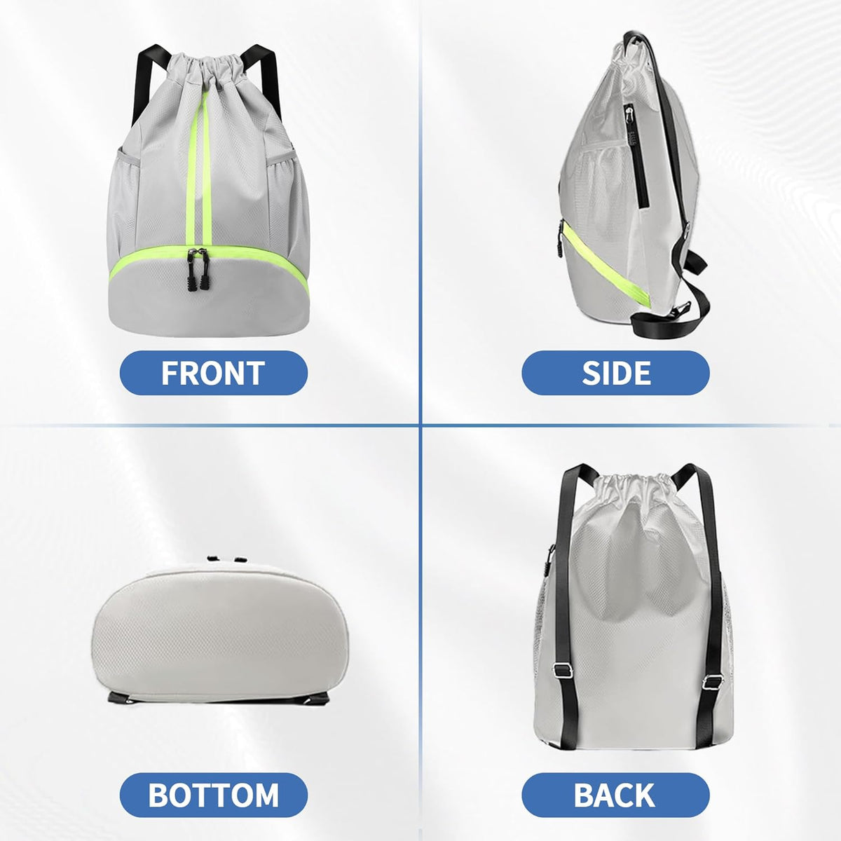 JELUTAR Drawstring Backpack Gym Bag with Shoes Compartment for Soccer, Basketball, Swim, Water-Resistant String Backpack Beach Cinch for Women Men
