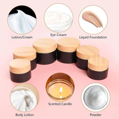6Pcs Glass Lotion Cream Container with Lid Refillable Empty Sample Cosmetic Jar for Makeup Scrub Cream Toiletries Home Travel (10ml)