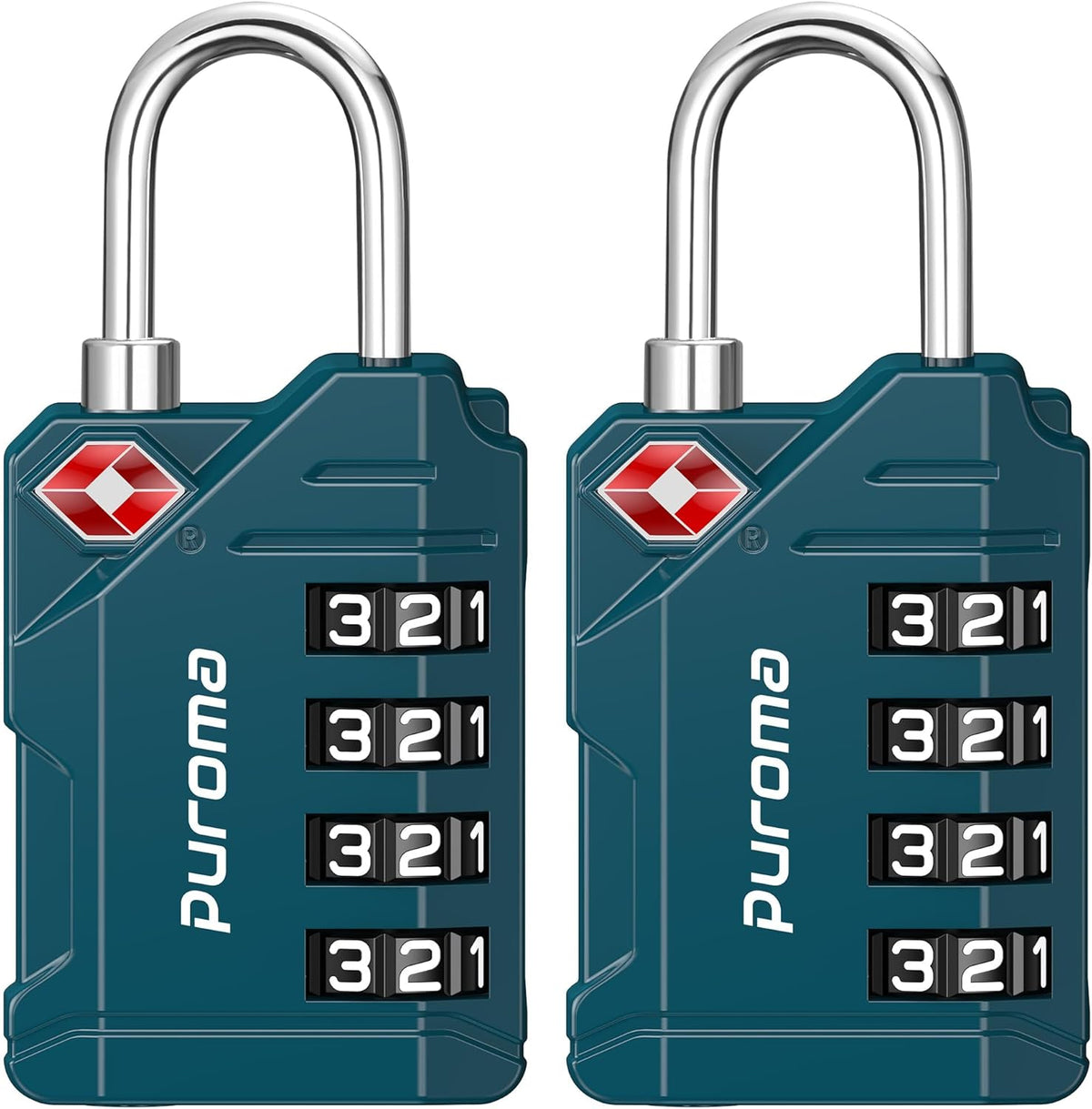 Puroma TSA Approved Luggage Locks, 2 Pack 4 Digit Resettable Travel Combination Code Lock with Zinc Alloy Body for Suitcase, Backpack, Laptop Bag, Gym Locker, Toolbox (Orange)