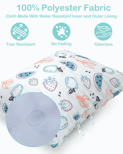 ALVABABY 2pcs Superior Waterproof Wet Dry Bags,Reusable with Two Zippered Pockets, Baby Cloth Diaper Wet Bags,Travel,Beach,Pool,Daycare,Soiled Baby Items,Yoga Gym Bag,Wet bag for Swimsuit