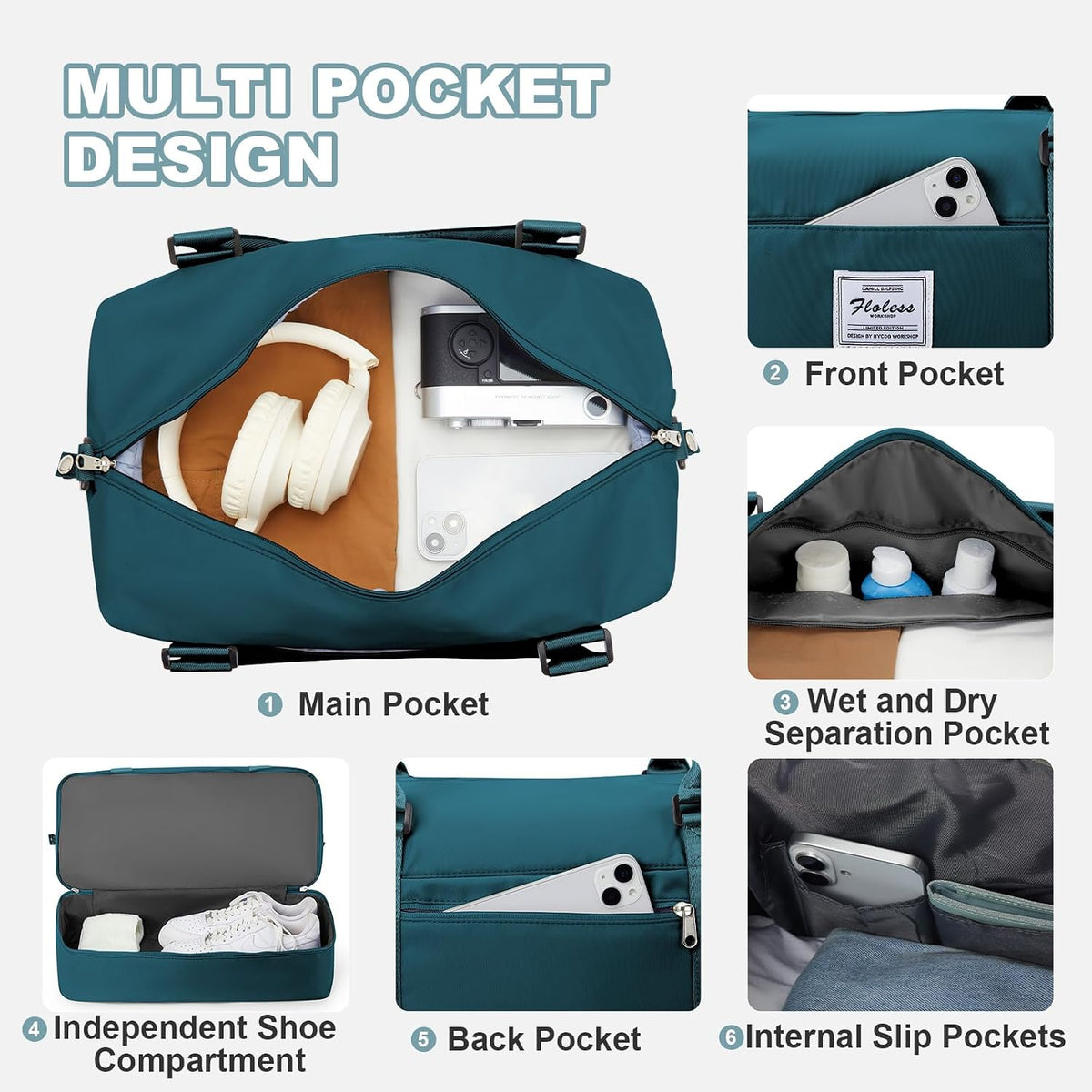 Travel Duffel Bag, Sports Tote Gym Bag, Shoulder Weekender Overnight Bag for Women - Colors A