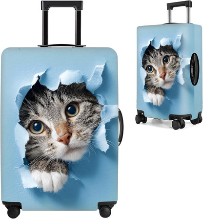 All Over Daisy Print Luggage Cover – Blue Suitcase Protector with White Floral Pattern, Washable Stretch Travel Case for 32-34 Inch Luggage,XL
