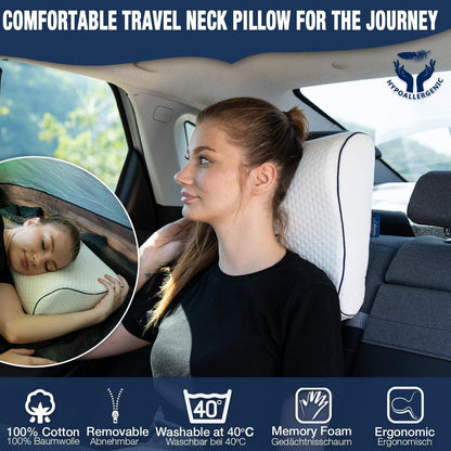 Travel & Camping Comfortable Memory Foam Pillow – Easy to Carry Portable Bag – Temperature Regulating Pillow Case