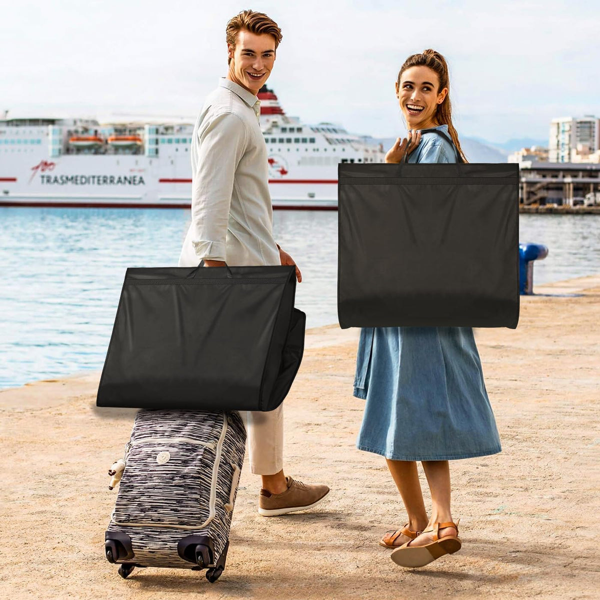 MISSLO 65" Long Garment Bags for Travel Dress Bags for Hanging Clothes 2 Packs Wedding Dress Cover Waterproof Clothes Protector for Closet Storage for Gowns, Tuxedos, Coats, Black