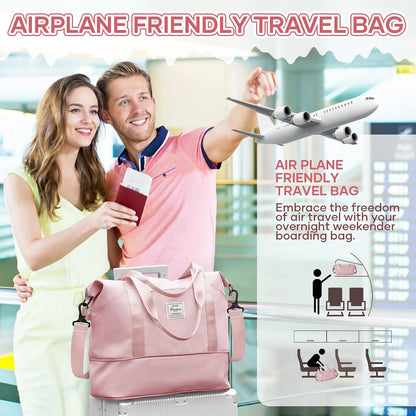 Travel Duffel Bag, Sports Tote Gym Bag, Shoulder Weekender Overnight Bag for Women - Colors B