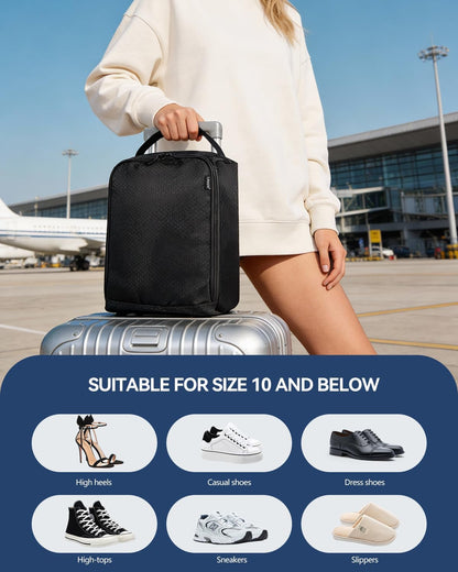 Gloppie Shoe Bags for Travel - Portable Shoes Storage Bag, Shoe Pouch, Shoe Packing Cubes for Men Women - Classic Black