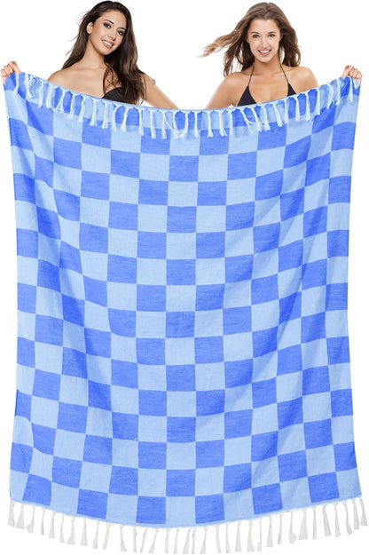 Antfuny Turkish Beach Towels Vacation Essentials Quick Dry Sand Free Oversized Bath Pool Swim Towel Extra Large XL Blanket Adult Travel Cruise Accessories Must Haves Clearance Stuff Necessities - Colors A