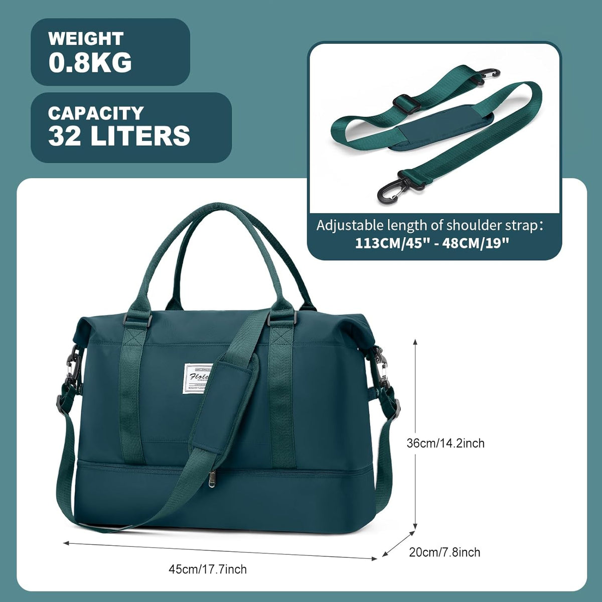 Travel Duffel Bag, Sports Tote Gym Bag, Shoulder Weekender Overnight Bag for Women - Colors A