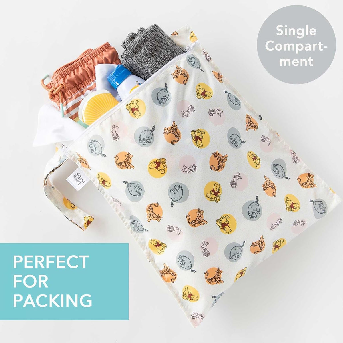 Bumkins Waterproof Wet Bag for Baby, Travel, Swim Suit, Cloth Diapers, Pump Parts, Pool, Beach, Gym Clothes, Toiletry, Hook to Stroller, Daycare, Zipper Reusable Wetdry Packing Pouch, Jungle