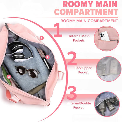 Travel Duffle Bag, Weekender Travel Bag Men Small Gym Bag for Women, Hospital Bag for Labor and Delivery, Overnight Bag Luggage Bag with Trolley Sleeve, Airplane Travel Essentials for Flying(Black)