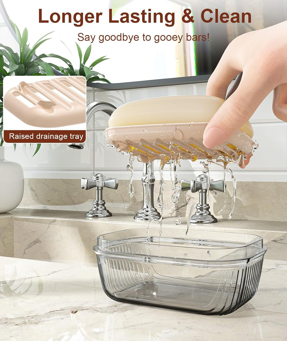 Quatish Bar Soap Holder Dish, Leakproof Travel Soap Case for Shower, Portable Travel Size Toiletries Camping Essentials for Gym, Dorm, Bathroom, Khaki