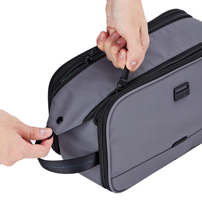 ZEEMO Travel Toiletry Bag for Men, Medium Water-Resistant Double-Sided Full-Open Dopp Kit, Versatile Organizer for Shower and Hygiene Accessories, Bathroom Essentials, Cosmetics, Black