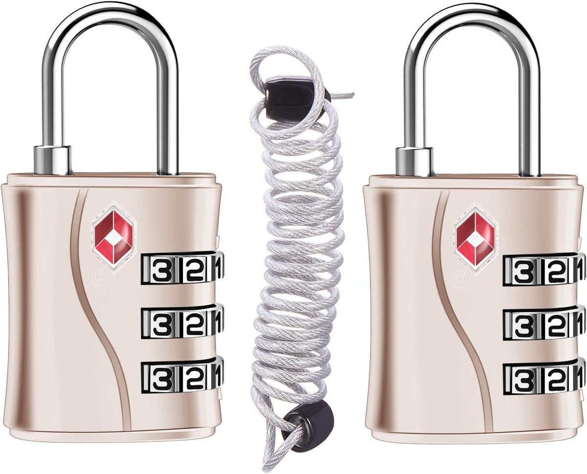 ZHEGE Luggage Lock, TSA Approved Travel Lock, 4 Digit Combination Padlock with Flexible Cable (30 Inch) for Suitcase, Backpack, Cabinet, Drawer (1 Pack, Black)