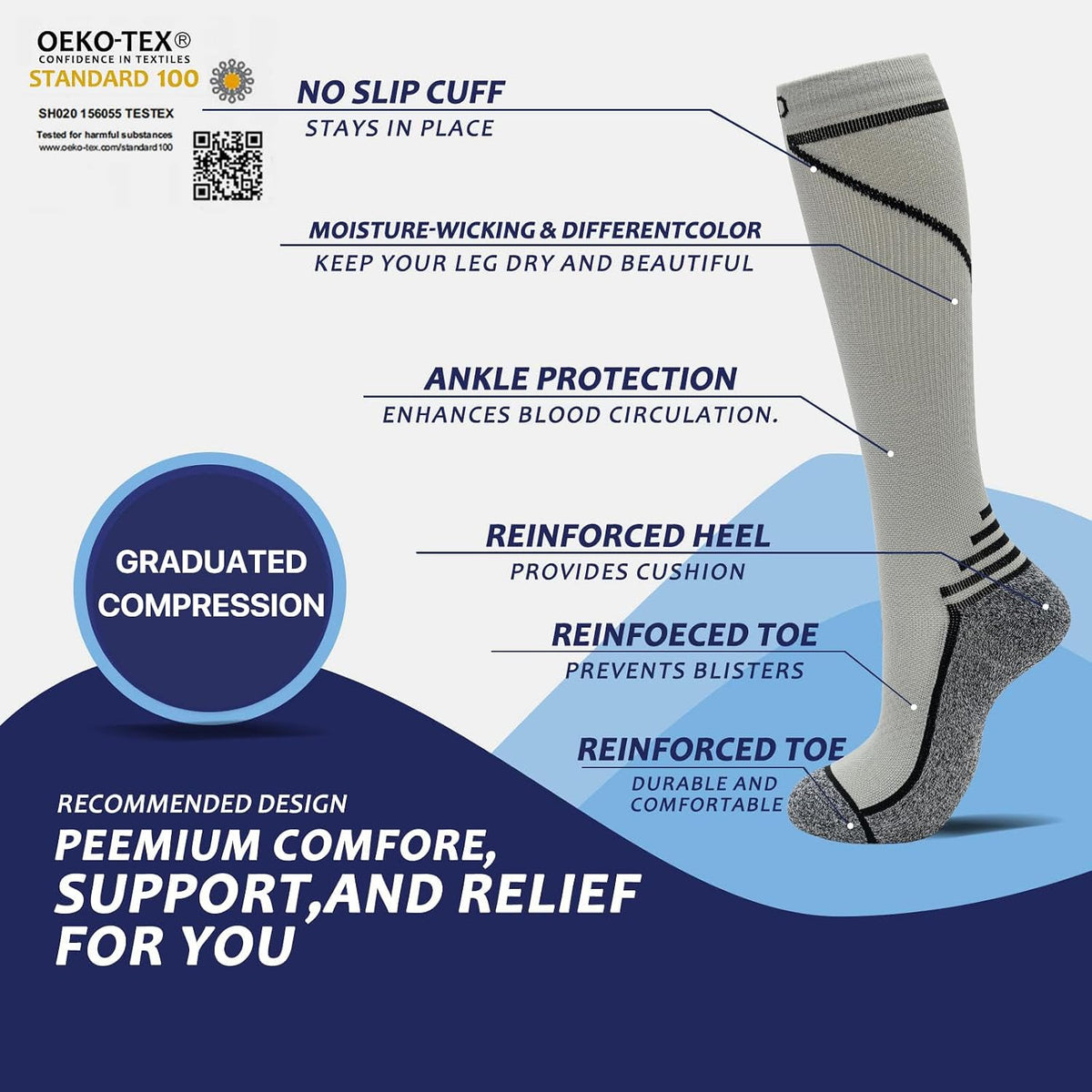 fenglaoda 8 Pairs Compression Socks for Men & Women 20-30 mmHg Knee High Nurse Pregnant Running Medical and Travel Athletic