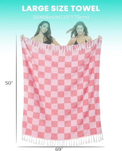 Antfuny Turkish Beach Towels Vacation Essentials Quick Dry Sand Free Oversized Bath Pool Swim Towel Extra Large XL Blanket Adult Travel Cruise Accessories Must Haves Clearance Stuff Necessities - Colors B