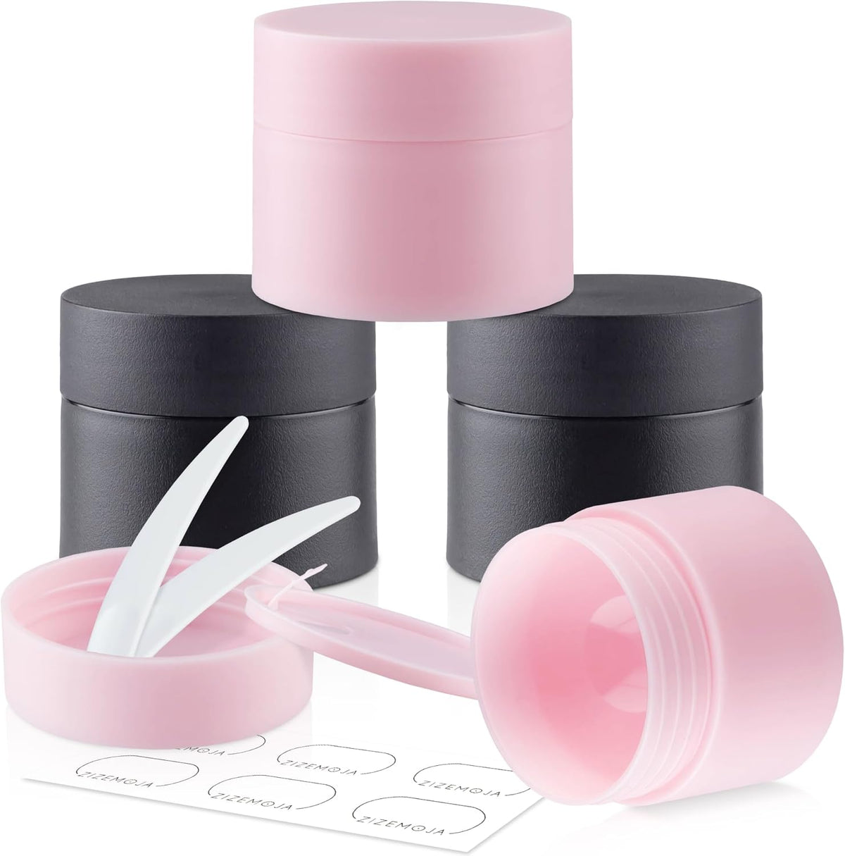 Travel Size Containers, Small Plastic Containers with Lids, 20 Gram Travel Container for Creams, Lotion, Toiletries, Makeup (4PCS Black Plastic Jars)