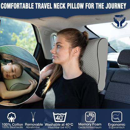 Travel & Camping Comfortable Memory Foam Pillow – Easy to Carry Portable Bag – Temperature Regulating Pillow Case