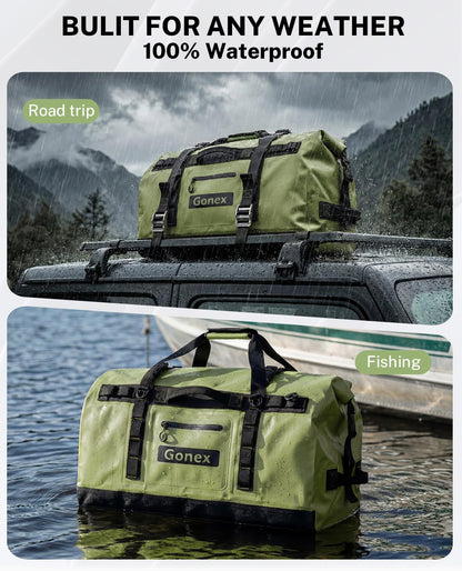 Gonex Waterproof Duffel Bag, 90L Heavy Duty Dry Duffle Bag with Reinforced Thickened Bottom, 3-in-1 Convertible Large Travel Backpack for Kayaking, Motorcycle, Camping & Boating, Orange