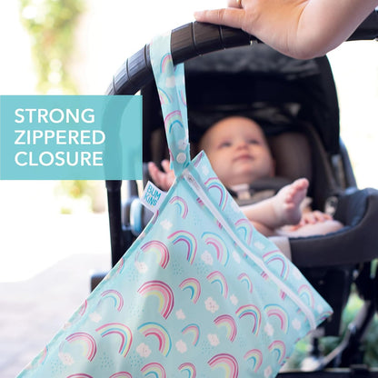Bumkins Waterproof Wet Bag for Baby, Travel, Swim Suit, Cloth Diapers, Pump Parts, Pool, Beach, Gym Clothes, Toiletry, Hook to Stroller, Daycare, Zipper Reusable Wetdry Packing Pouch, Jungle