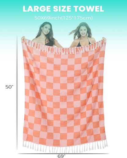 Antfuny Turkish Beach Towels Vacation Essentials Quick Dry Sand Free Oversized Bath Pool Swim Towel Extra Large XL Blanket Adult Travel Cruise Accessories Must Haves Clearance Stuff Necessities - Colors B