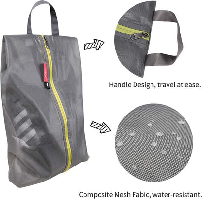 pack all Shoe Bag for Travel, Water-Resistant Shoe Pouch for Gym, Odor-Resistant Soccer Cleats Bag for Sport (Grey)