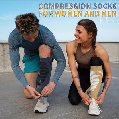 Sooverki Copper Compression Socks for Men & Women 8 Pack 15-20mmHg - Knee High Stockings Best Support for Running Athletic