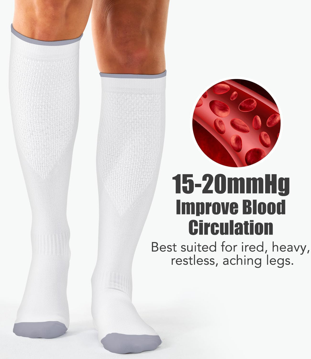 Laite Hebe 3 Pack Medical Compression Sock-Compression Sock For Women and Men Circulation -Best for Running,Nursing,Athletic Sports