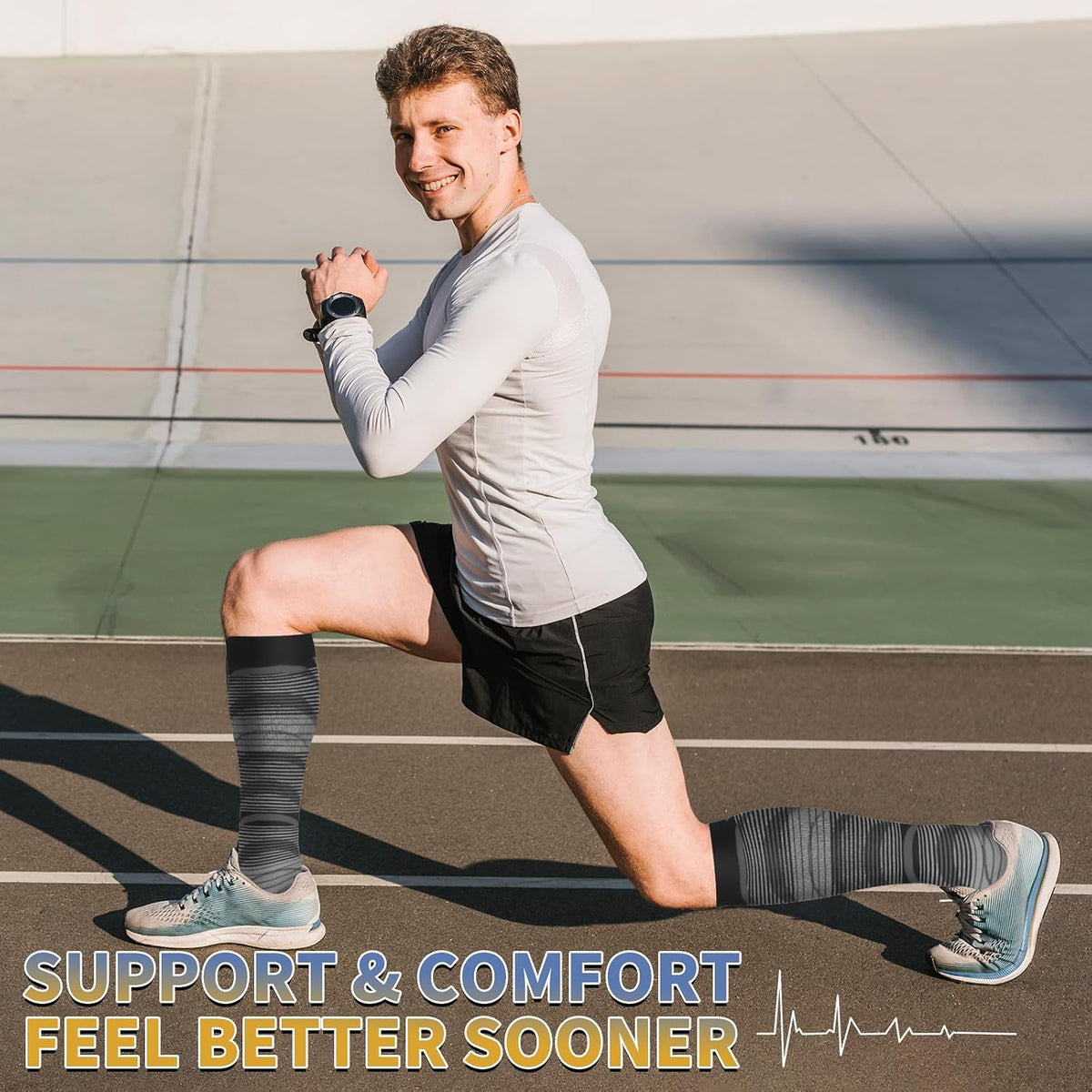 Sooverki Copper Compression Socks for Men & Women 8 Pack 15-20mmHg - Knee High Stockings Best Support for Running Athletic