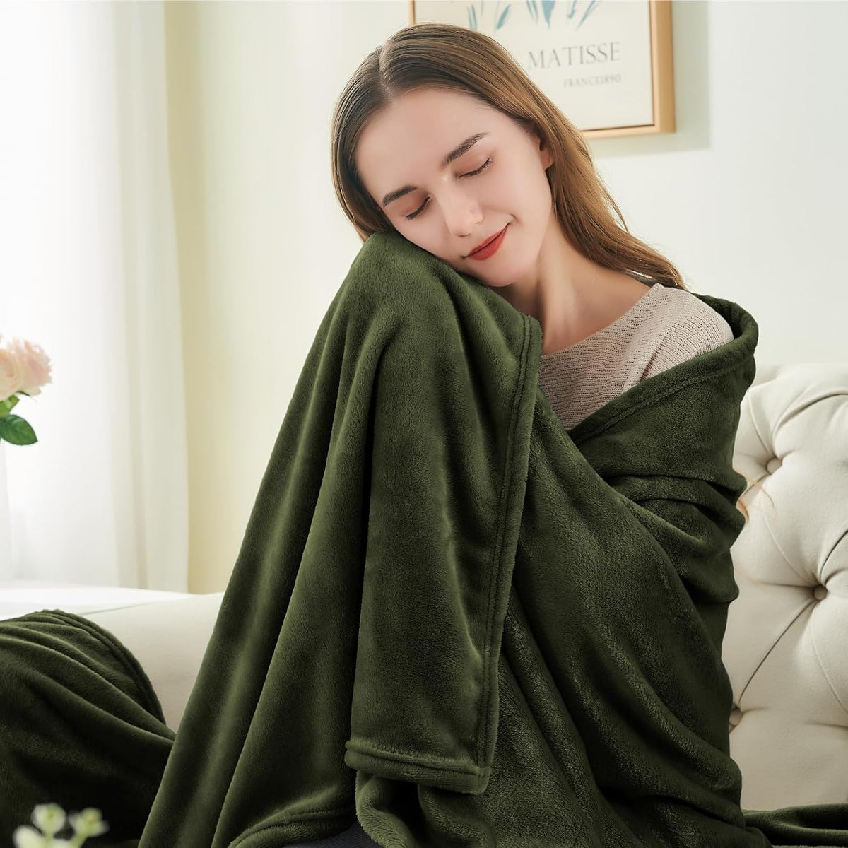BEDELITE Fleece Blanket Black Throw Blankets for Couch & Bed, Luxury Plush Cozy Fuzzy Blanket 50x60 inches, Super Soft Warm Lightweight Throw Blanket for Travel Camping - Colors B