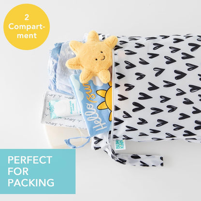 Bumkins Roamio Waterproof Wet Bag for Baby, Travel, Swim Suit, Cloth Diapers, Pump Parts, Pool, Beach, Gym Clothes, Toiletry, Hook to Stroller, Daycare, Zip Reusable Wetdry Packing Pouch, Blue Shells - Colors A