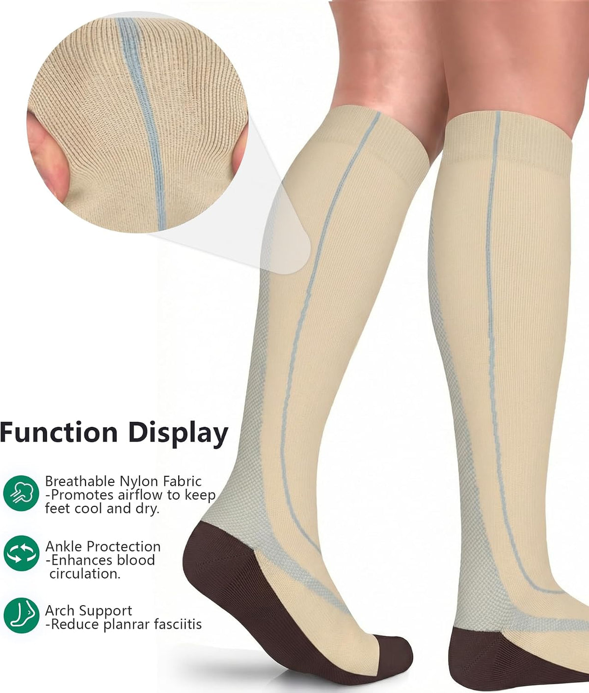 FuelMeFoot 3 Pack Copper Compression Socks - Compression Socks Women & Men Circulation - Best for Medical,Running,Athletic