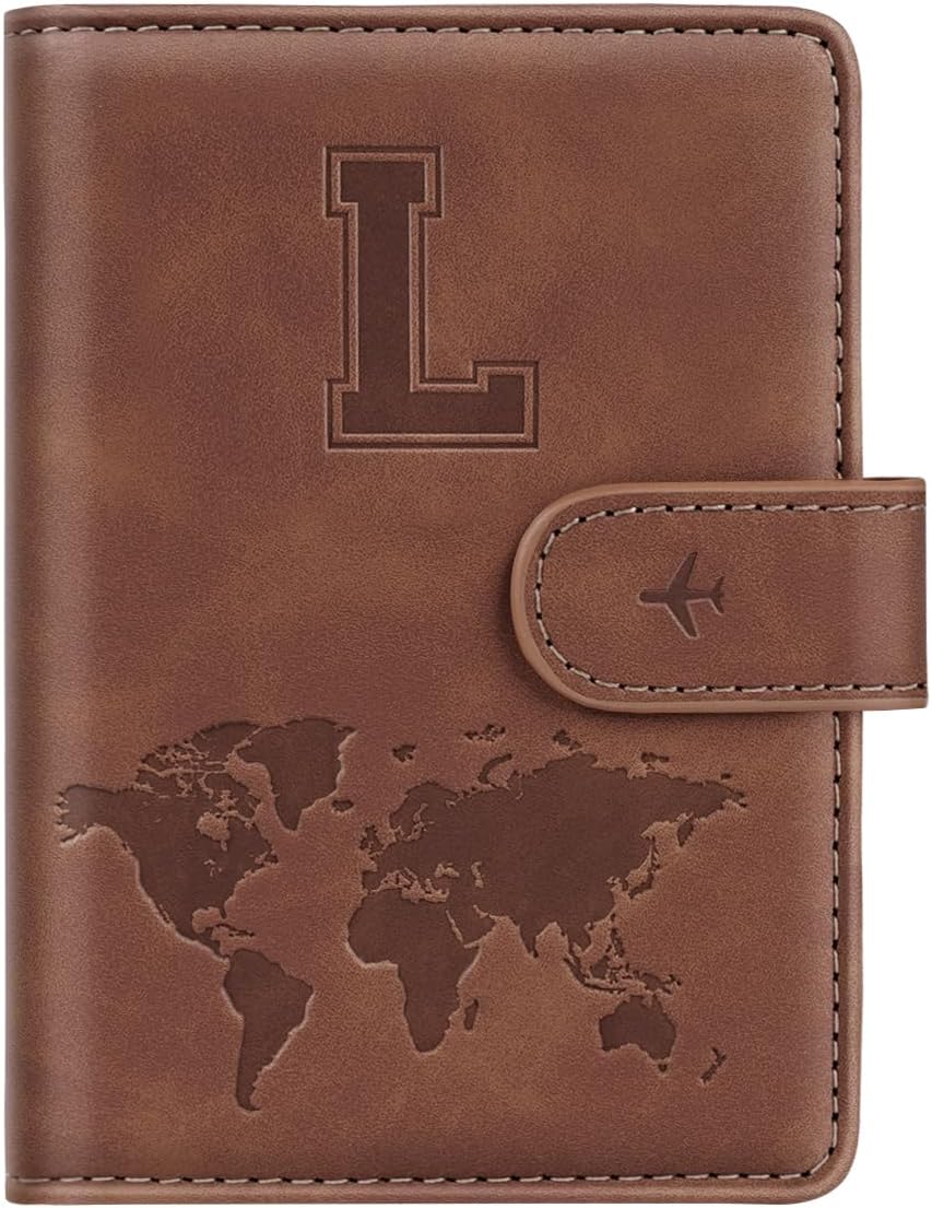 Passport Holder Cover Initail Letter A-Z Travel Wallet 3D Embossed Design RFID Blocking Card Holder Personalized Gift Passport Cover Wallet, Passport Book Holders for Women and Girls, Pink-A
