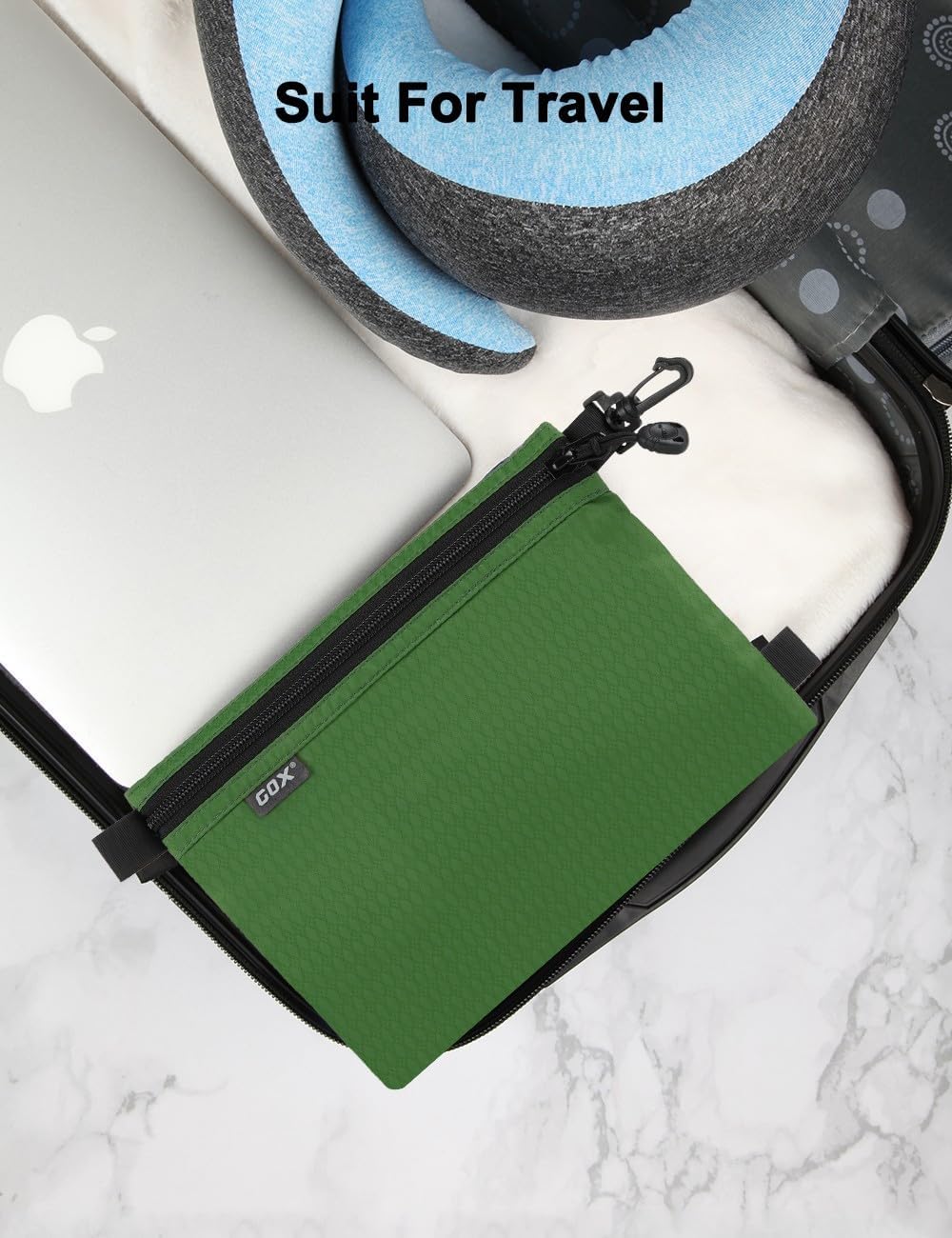 GOX Travel Toiletry Bag, Carry On Small Zipper Pouch, Cosmetic Kit Makeup, Digital Bag, Water Repellent Nylon (Orange)