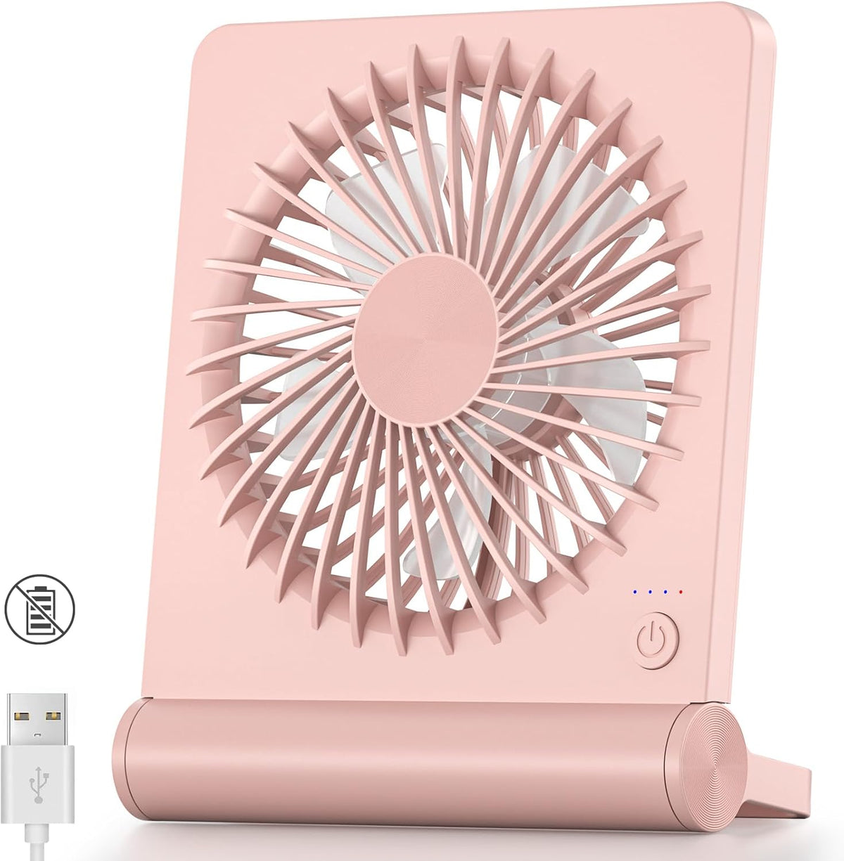 Koonie USB Desk Fan, Strong Wind Ultra Quiet Small Personal Fan with 180° Tilt Folding and 3 Speeds Adjustable, USB-C Corded Powered Mini USB Fan for Office Desktop Bedroom, NO BATTERY