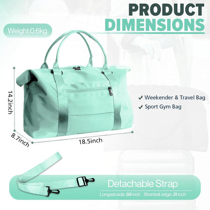 Travel Duffle Bag, Weekender Travel Bag Men Small Gym Bag for Women, Hospital Bag for Labor and Delivery, Overnight Bag Luggage Bag with Trolley Sleeve, Airplane Travel Essentials for Flying(Black)
