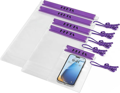 HEETA 5-Pack Clear Waterproof Dry Bag Pouch, Water Tight Cases Dry Bags Document Holder for Camera Mobile Phone Maps, Kayaking Boating
