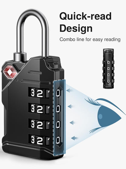 Puroma TSA Approved Luggage Locks, 2 Pack 4 Digit Resettable Travel Combination Code Lock with Zinc Alloy Body for Suitcase, Backpack, Laptop Bag, Gym Locker, Toolbox (Orange)