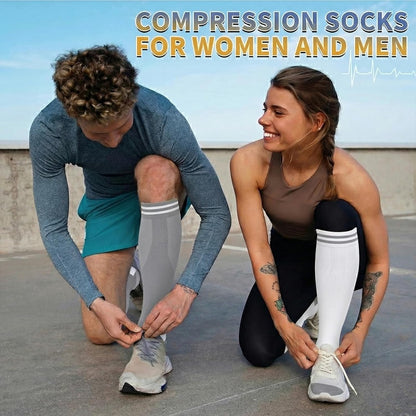 Sooverki Copper Compression Socks for Men & Women 8 Pack 15-20mmHg - Knee High Stockings Best Support for Running Athletic