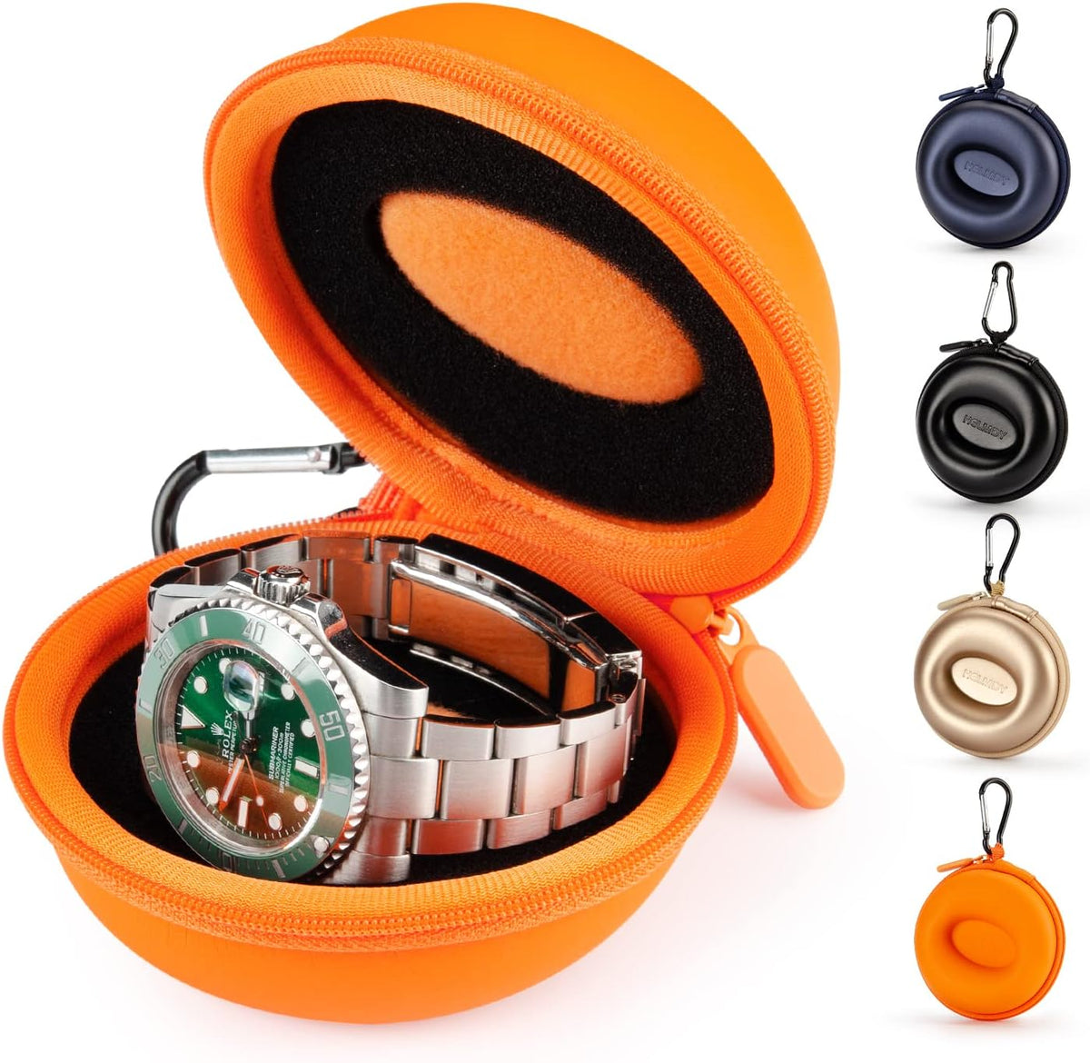 Watch Travel Case for Women: Portable Single Watch Box Organizer Travel Watch Case 1 Slot - Fits all Wristwatches & Smart Watches up to 50mm（Orange）